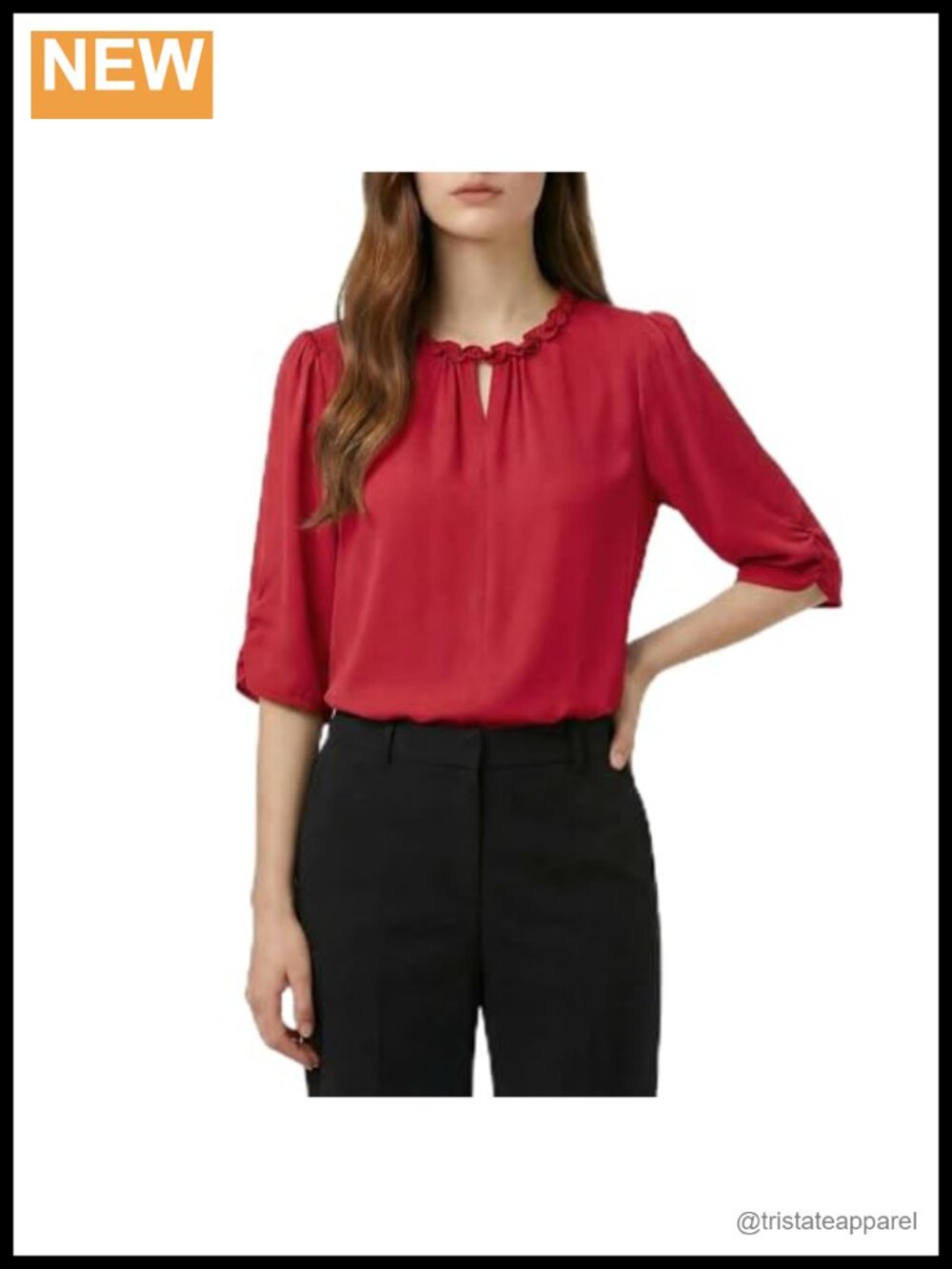 Elegant Mulberry Silk Blouse Women Crew Neck Ruffle Half Sleeve Business Work